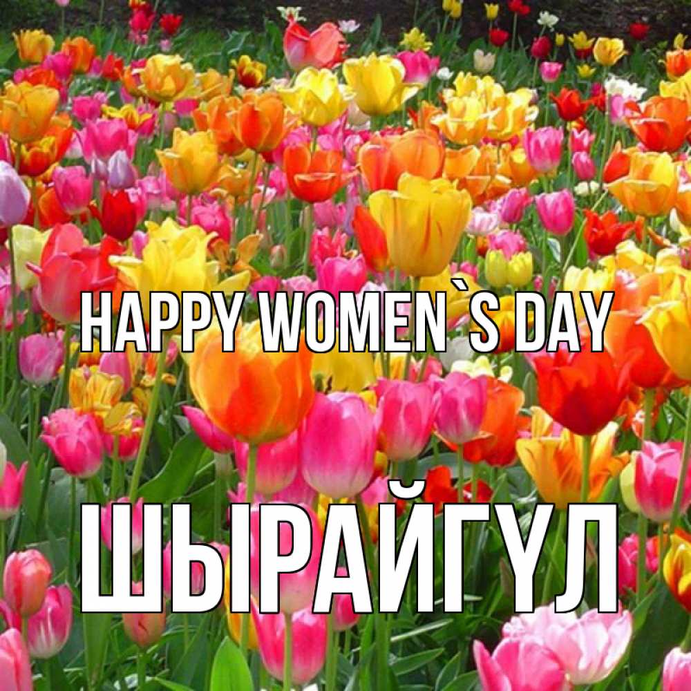 Greetings card с именем, ШЫРАЙГҮЛ happy women`s day на международный женский день Greetings with text for free download 